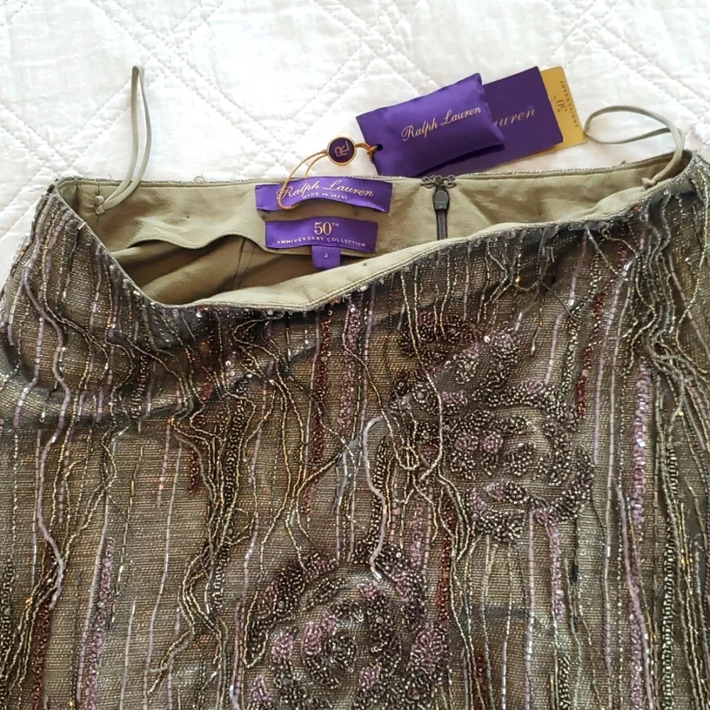 Ralph Lauren 2018 runway purple label, NWT, 50th anniversary beaded maxi skirt - Picture 3 of 16